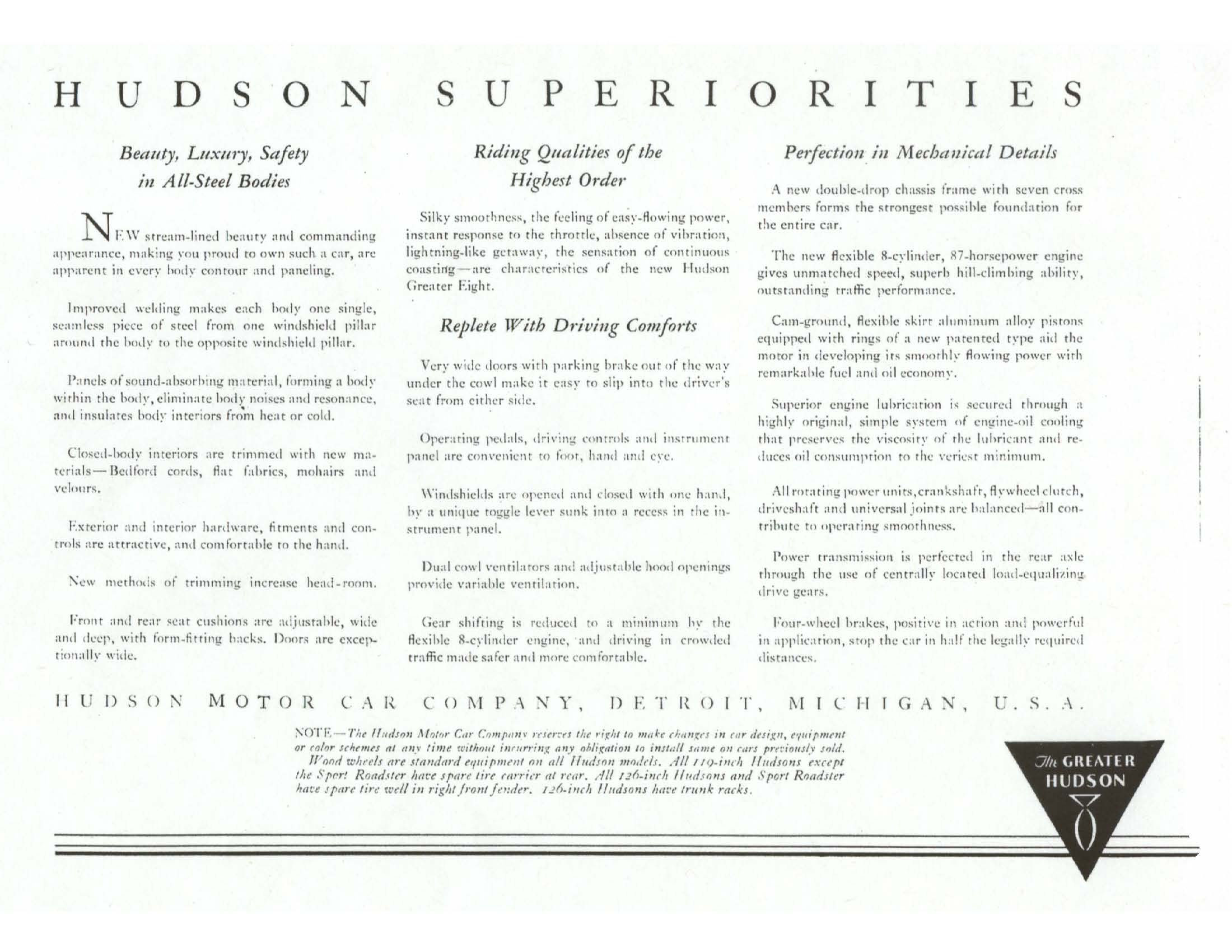 1931 Hudson Greater 8 Brochure Page 10